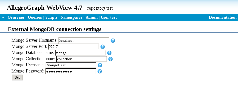 WebView Mongo page
