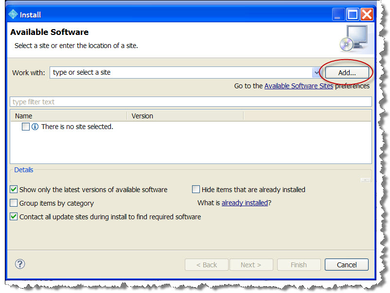 Available Software Dialog