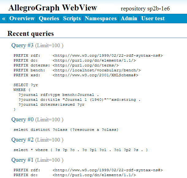 Recent Query Page