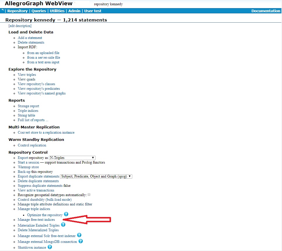 Manage free text indices