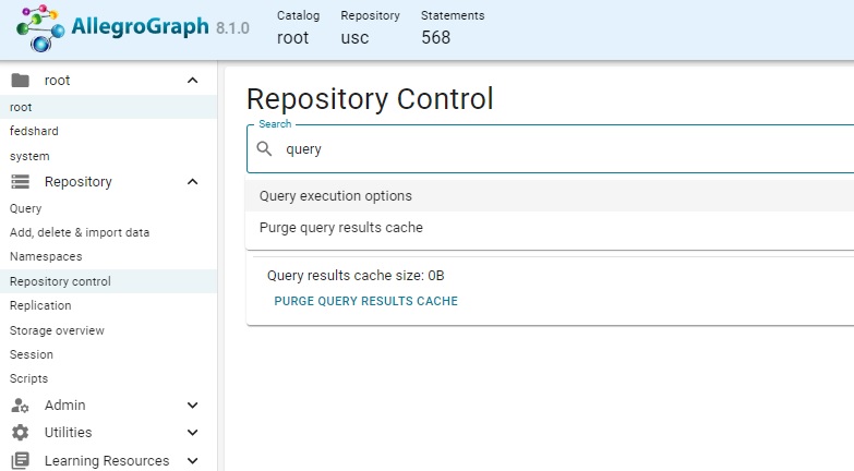 Repository control menu