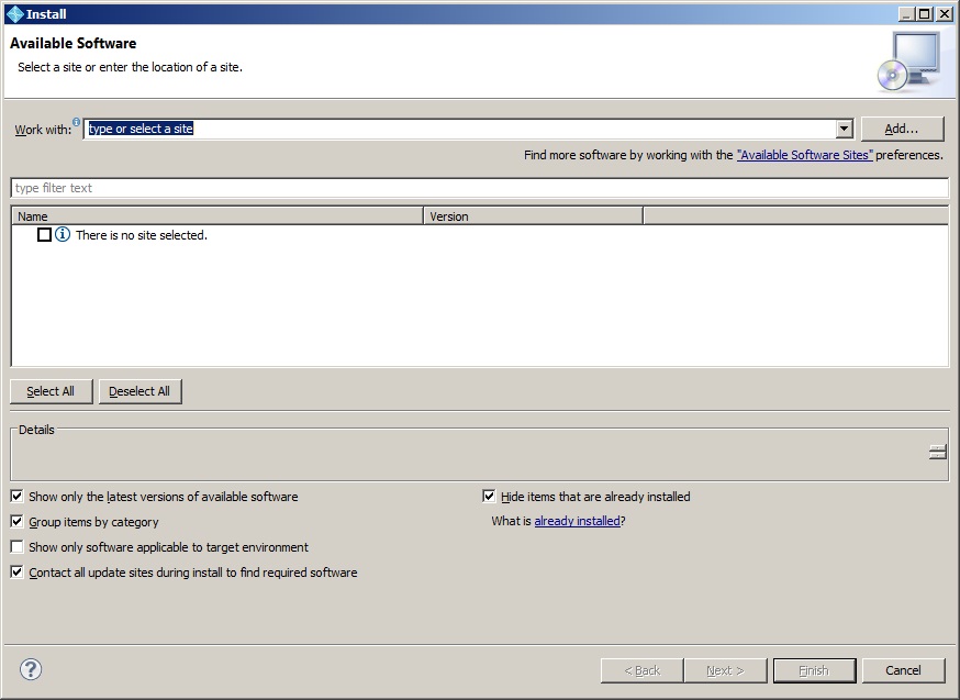 Available Software Dialog