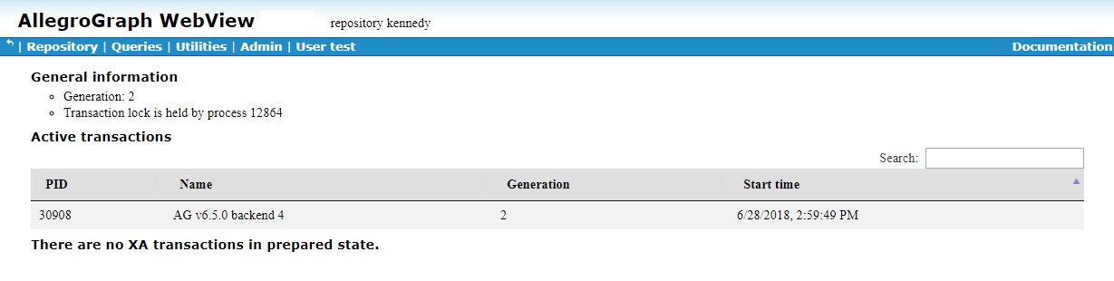 Active transactions page