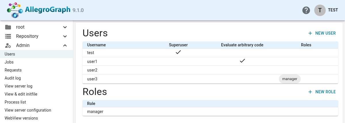 User list and Add a User link