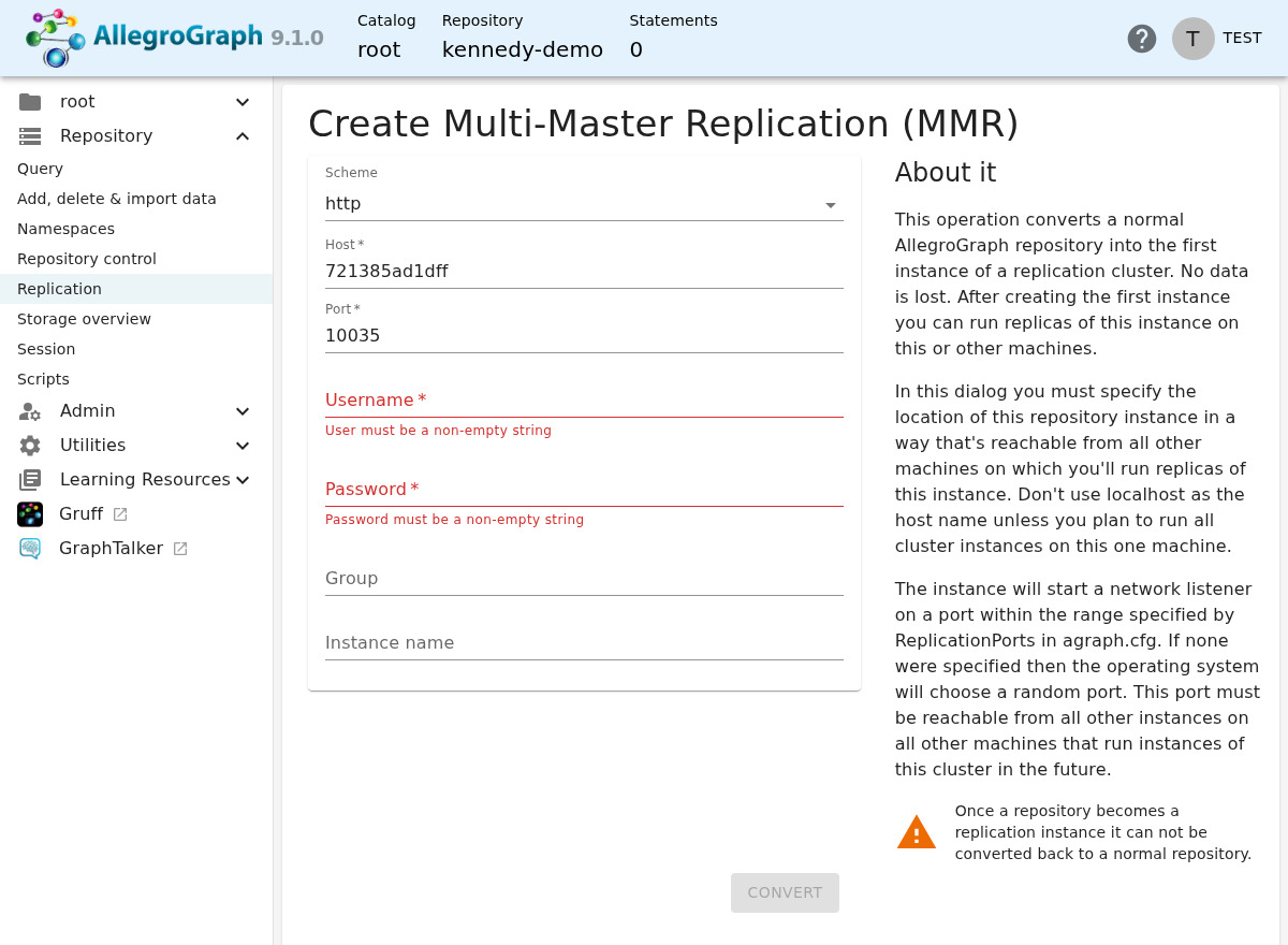 Create Multi-Master Replication form