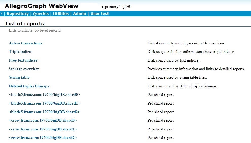 Distributed repo list of reports