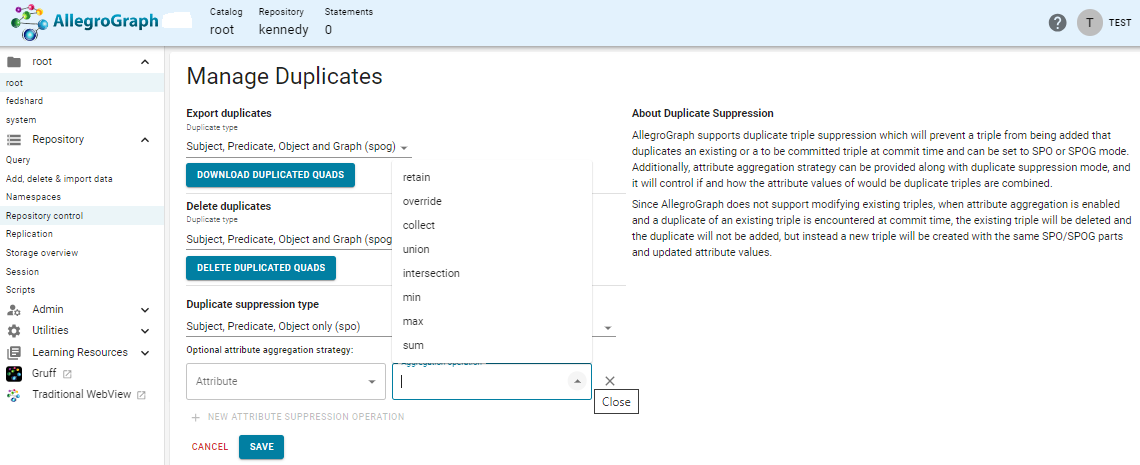 Specifying attribute aggregation