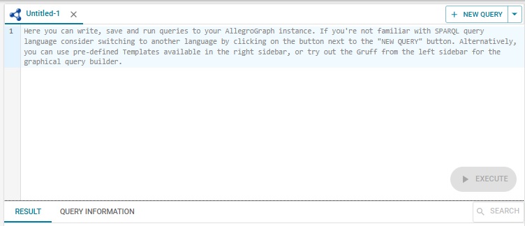 The Query page waiting for a SPARQL query