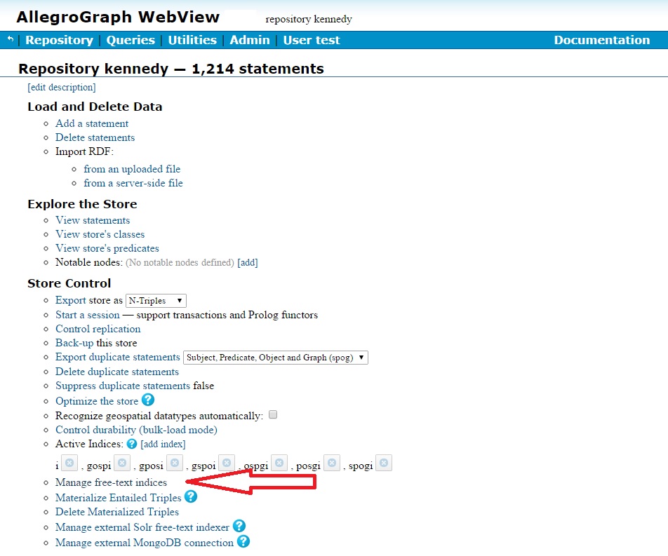 Manage free text indices